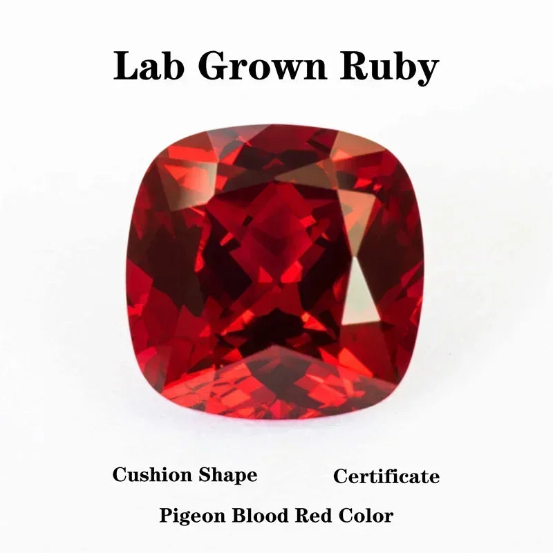 Ruby Pigeon Blood Red Color Wholesale Lab Grown  Cushion Shape DIY Ring Necklace Earrings Main Materials Artificial Gemstone