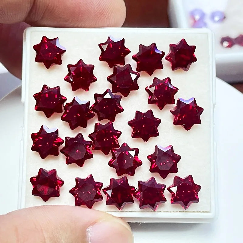 Lab Grown Ruby Plum Blossom Cut Pigeon Blood Red Color DIY Charms Jewelry Making Main Materials Selectable AGL Certificate
