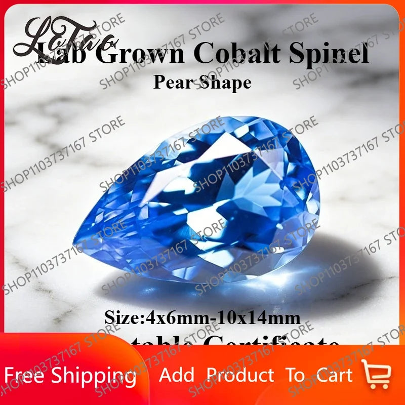 TOPTop Lab Grown Cobalt Spinel Pear Shape Charms Gemstone for DIY Advanced Jewelry Rings Earrings Making Selectable Certificate