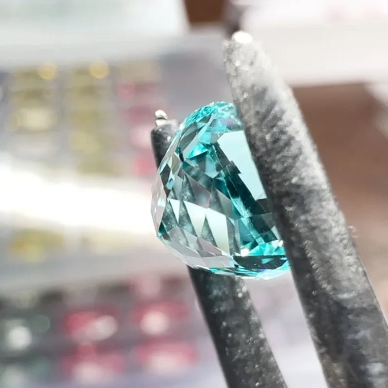 Lab Grown Paraiba Cushion Cut Neon Blue Color Gemstone DIY Jewelry Making Inlay Ring Necklace Bracelet Selectable Certificate