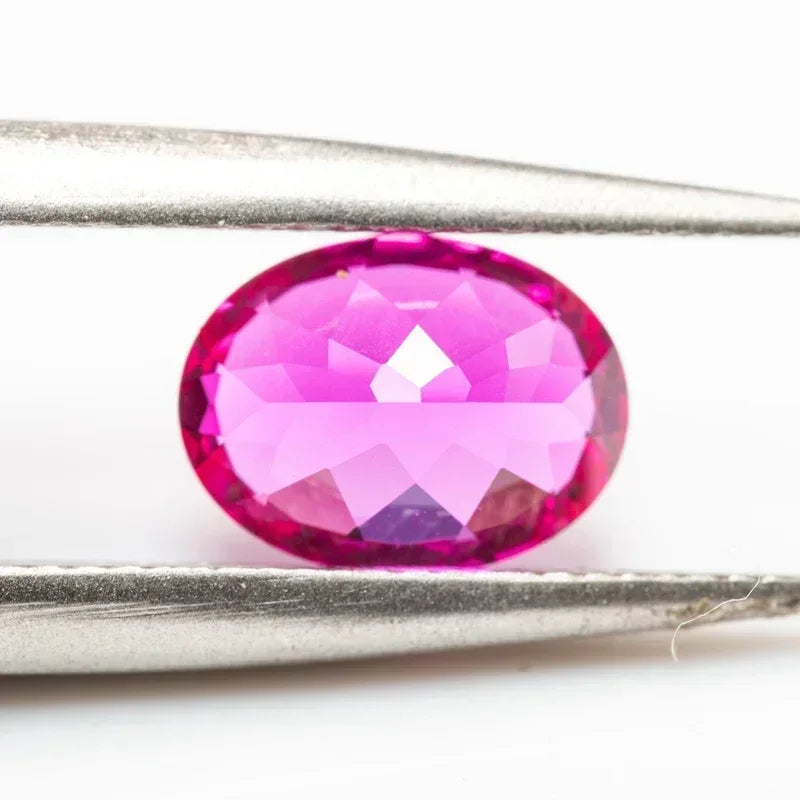Lab Grown Sapphire Hot Pink Color Oval Shape Charms Gemstone for DIY Jewelry Making Materials Selectable Certificate