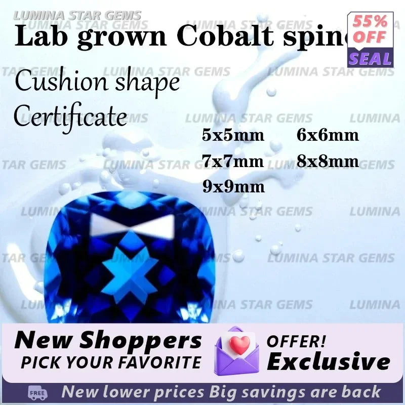 TOPLab Grown Cobalt Spinel Gemstone Emerald Cut Blue VVS1 for DIY Jewelry Making Gift Lab Grown Sapphire Alternative Synthetic