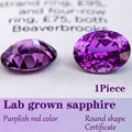 Oval Shape Lab Grown Sapphire Purplish Red Color Diy Jewelry Making Material Selectable Charms Gemstones Beads with Certificate