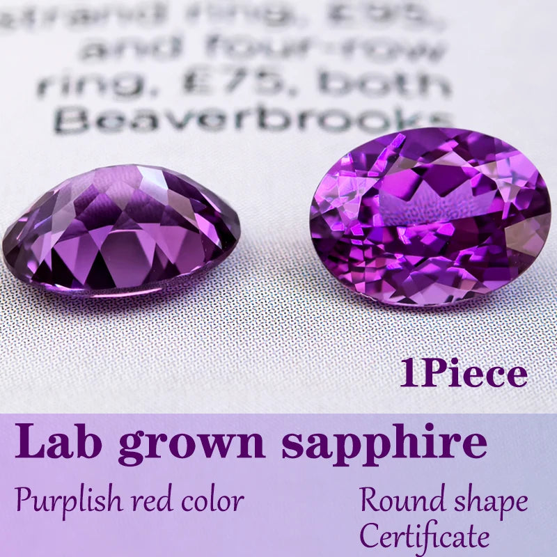 Oval Shape Lab Grown Sapphire Purplish Red Color Diy Jewelry Making Material Selectable Charms Gemstones Beads with Certificate