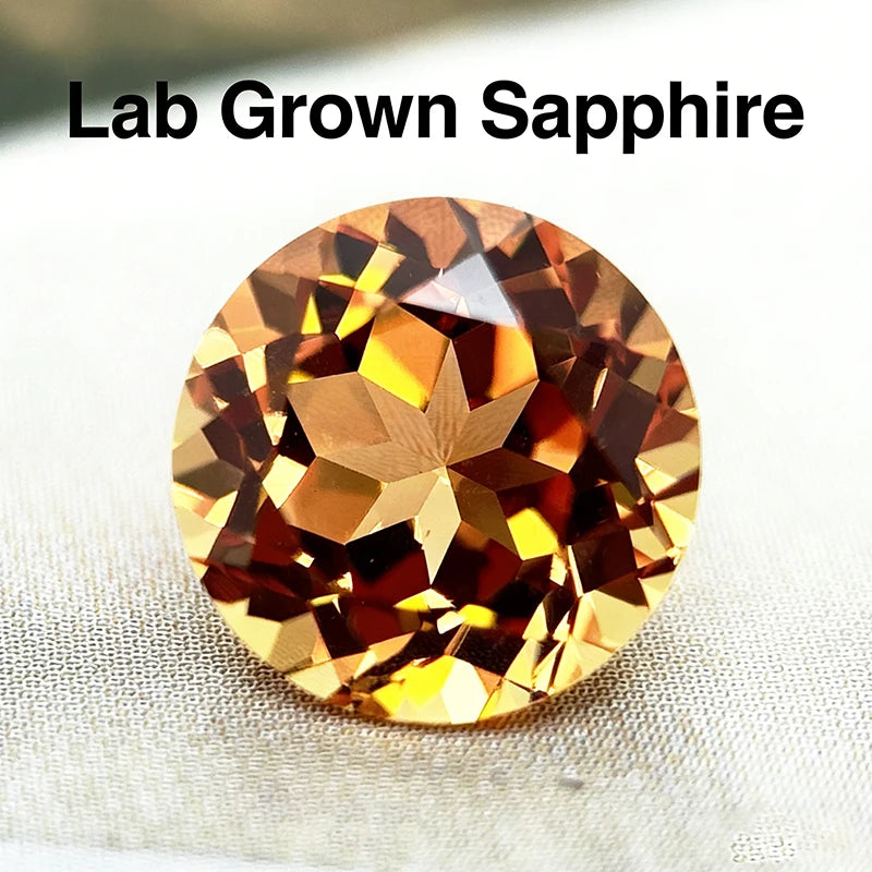 Lab Grown Sapphire Round Cut Orange Color Gemstone DIY Advanced Jewelry Making Inlay Ring Necklace Selectable AGL Certificate