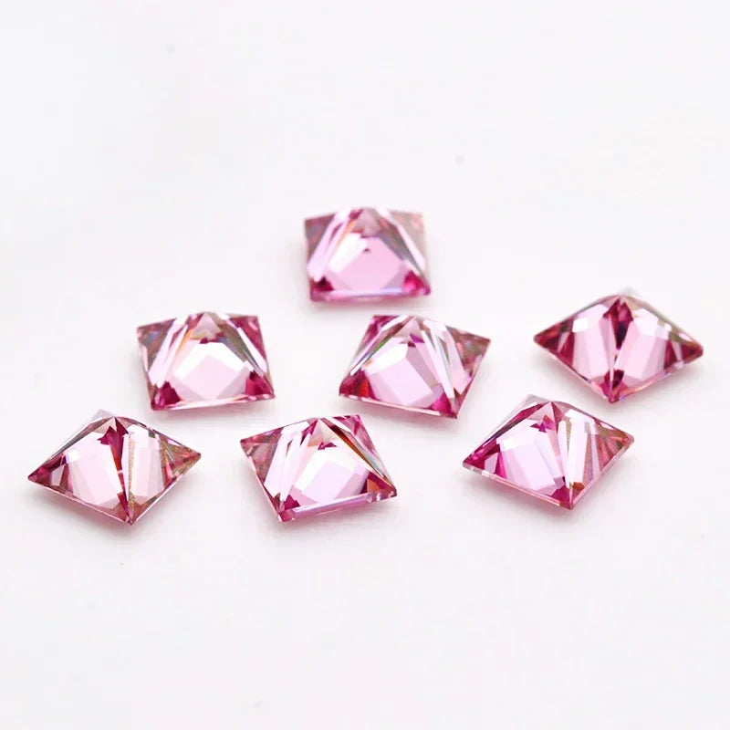 Moissanite Stone Princess Cut Pink Color VVS1 Gemstone Charms Beads for Jewelry Making Pendant Materials with GRA Certificate