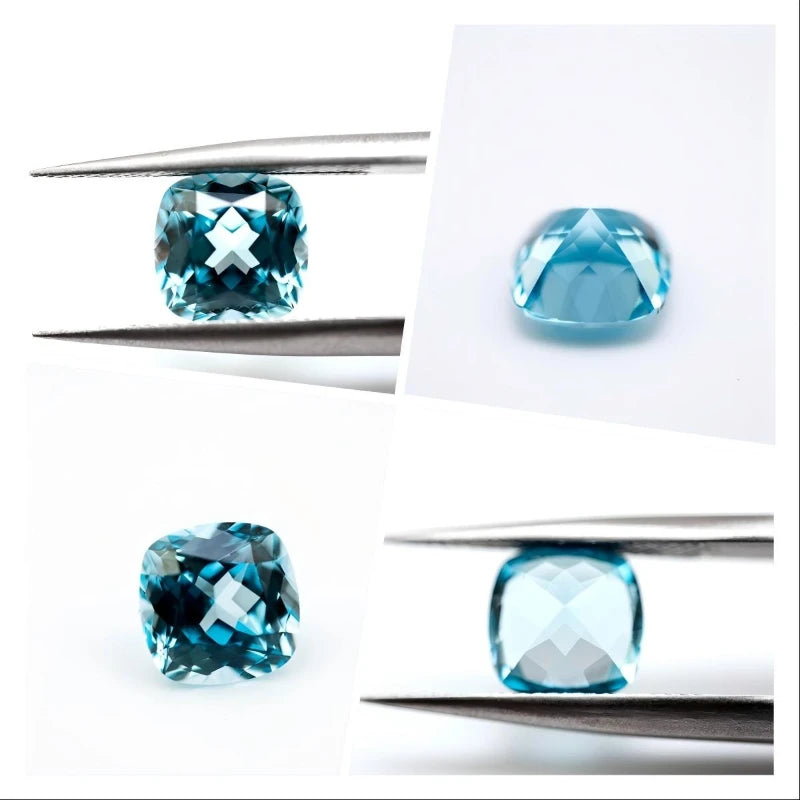 Sapphire Aquamarine Color Cushion Shape Lab Grown Gemstone VVS1 for DIY Advanced Jewelry Rings Earrings Making with Certificate
