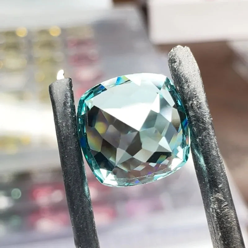 Lab Grown Paraiba Cushion Cut Neon Blue Color Gemstone DIY Jewelry Making Inlay Ring Necklace Bracelet Selectable Certificate