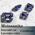 Emerald Cut Moissanite Stone VVS1 Lavender Color Certificate DIY Jewelry Artificial Gemstone
