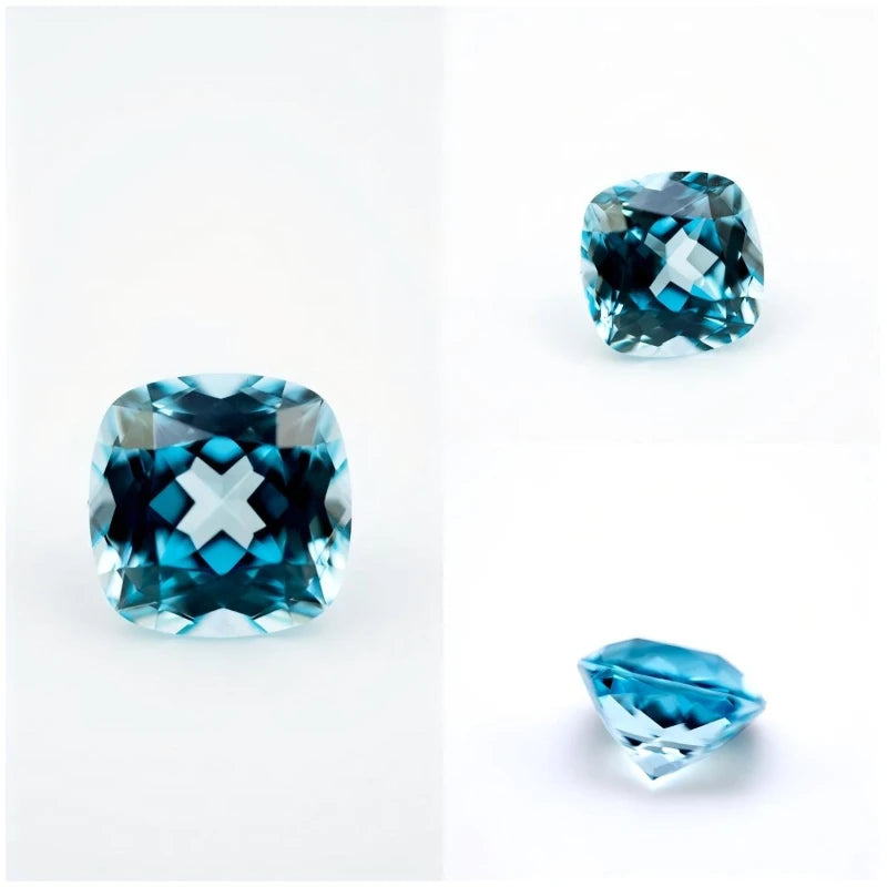 Sapphire Aquamarine Color Cushion Shape Lab Grown Gemstone VVS1 for DIY Advanced Jewelry Rings Earrings Making with Certificate