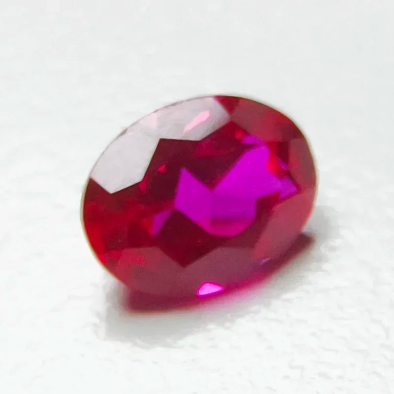 Lab Grown Sapphire Oval Shape Rose Red Color Top Quality Charm Beads for Diy Jewelry Making Selectable  AGL Certificate