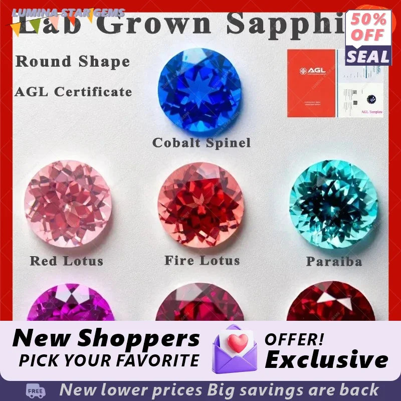 TOPTRound Cut Lab Grown Cobalt Spinel Synthetic Gemstone For Diy Jewelry Making Selectable Certificate
