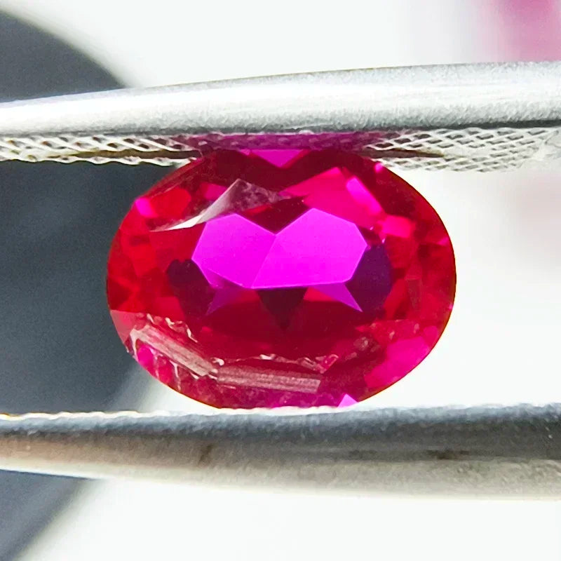 Lab Grown Sapphire Oval Shape Rose Red Color Top Quality Charm Beads for Diy Jewelry Making Selectable  AGL Certificate