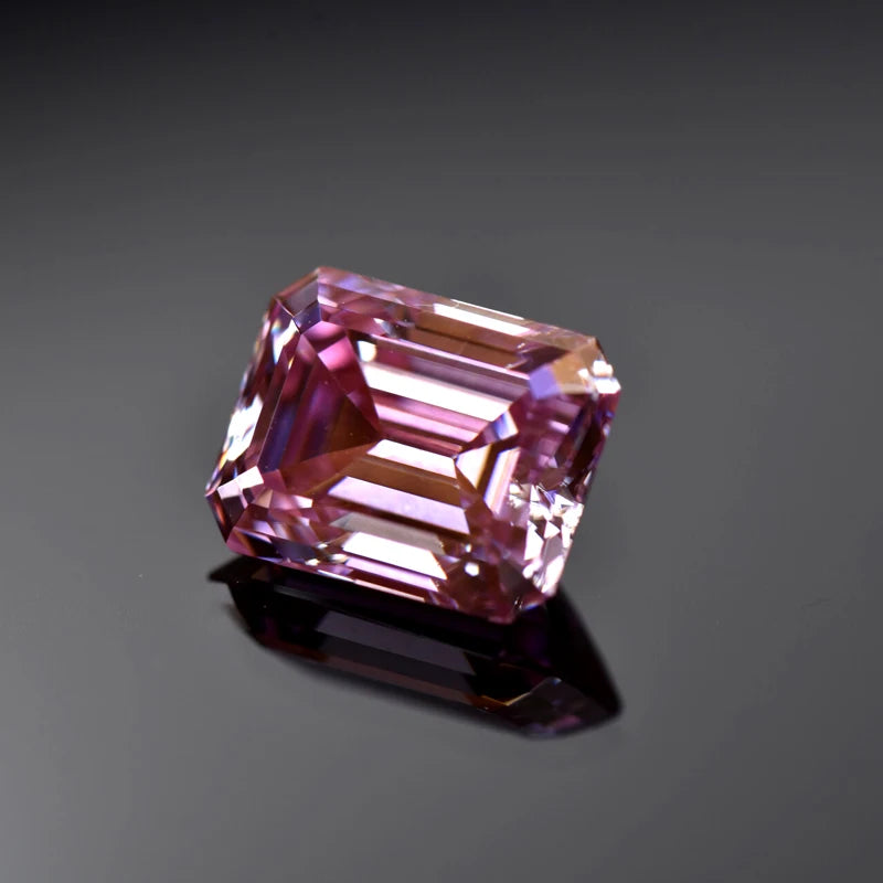 Emerald Cut Moissanite Stone VVS1 Sakura Pink Color Certificate Artificial Gemstone DIY Jewelry