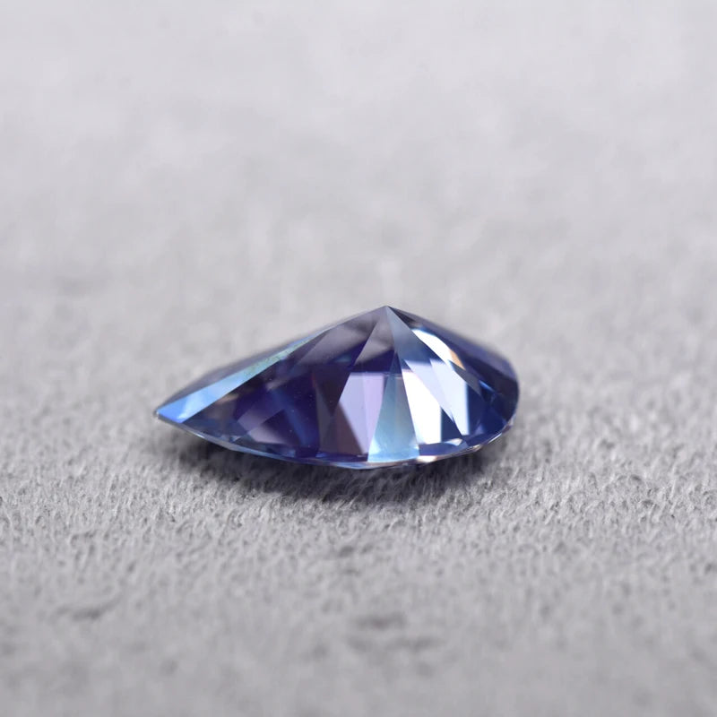 Pear Cut Lavender Color Moissanite Synthetic Gemstone with Certificate Hand Cutting