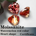 Moissanite VVS1 Artificial Stone Waternelon Red Color Heart Cut with Certificate DIY Jewelry