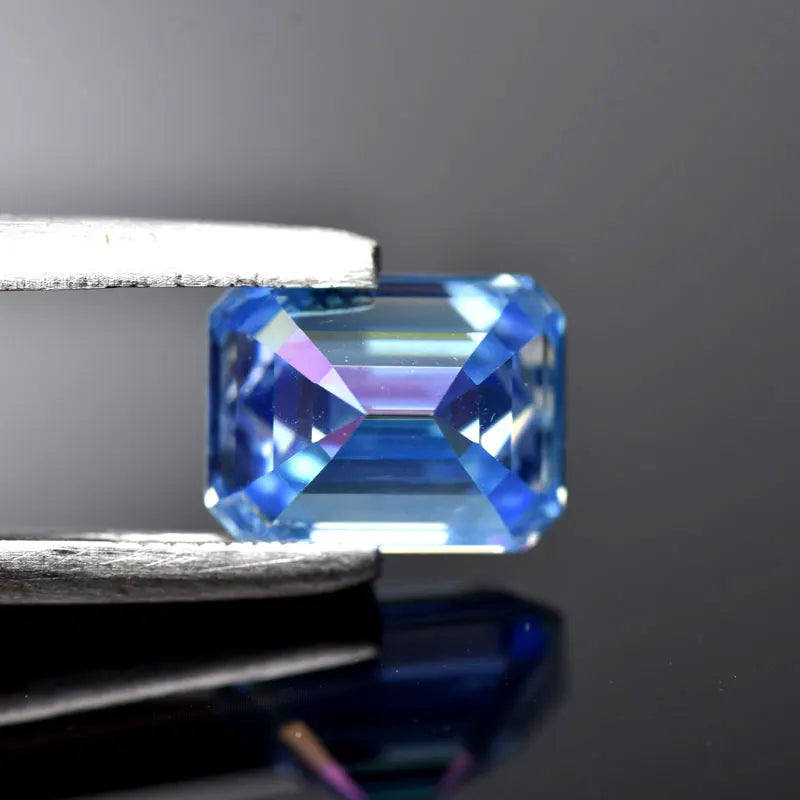 Emerald Cut Moissanite Stone VVS1 Ice Blue Color  DIY Jewelry Certificate Unnatural