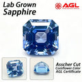 Lab Grown Sapphire Asscher Cut Cornflower Color Gemstone DIY Ring Necklace Earrings Main Materials Selectable AGL Certificate