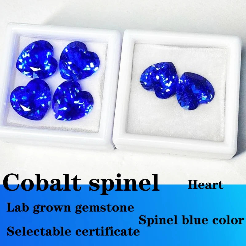 Cobalt Spinel Synthesized Gemstones Heart Cut with Certificate Hand Cutting Multiple Shapes Selectable