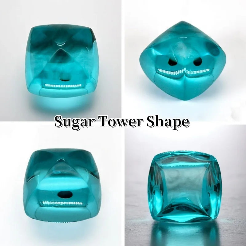 Lab Grown Paraiba Gemstone Sugar Tower Shape for DIY Jewelry Making Ring Necklace Inlay AGL Certificate Lab Created Paraiba