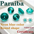 Paraiba Round Shape Artificial Gemstone Neon Blue Color Available Certificate Wholesale