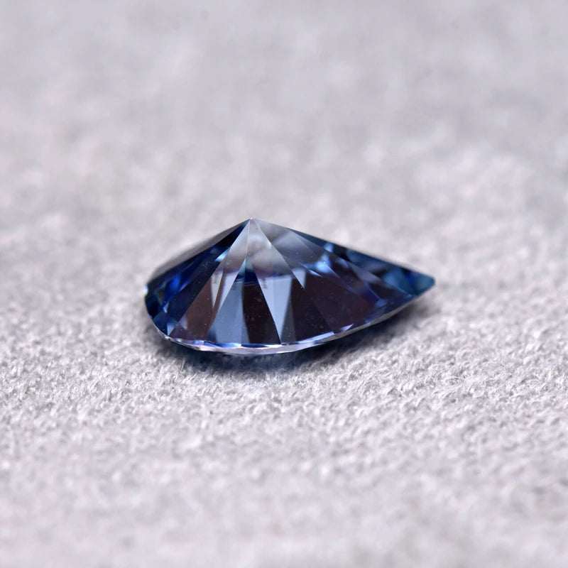 Pear Cut Sapphire Blue Color Moissanite Synthetic Gemstone with Certificate High Quality