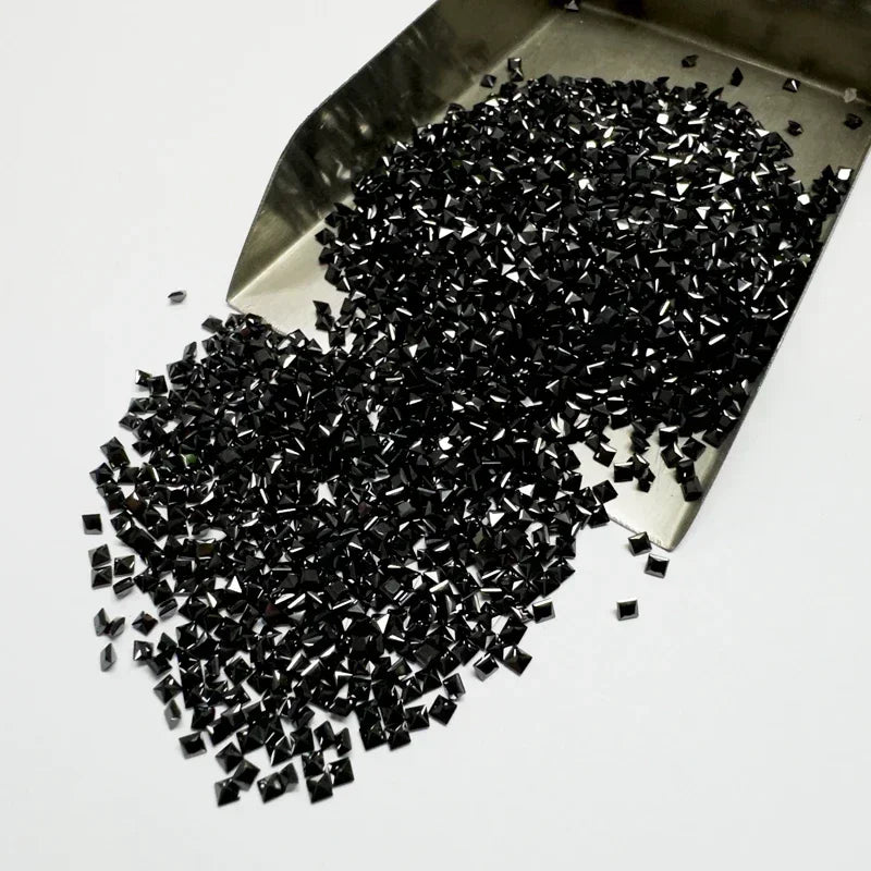 TOP Moissanite Natural Black Color Princess Cut Small Size Bead for Jewelry Making DIY Ring Necklace Earring Main Materials