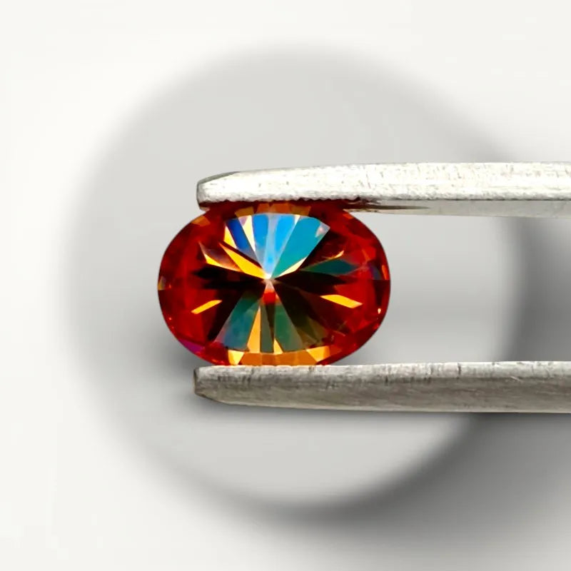 Moissanite Unnatural Synthetic Stone Oval Cut Garnet Color with Certificate