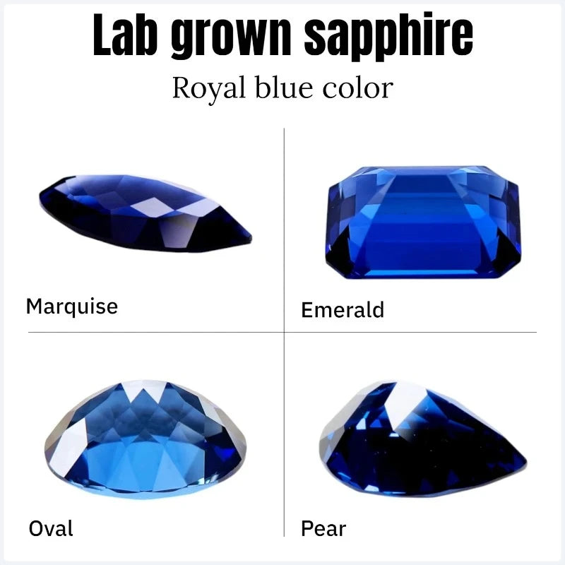 Sapphire Royal Blue Color Artificially synthesized gemstones VVS1 for DIY Charms Jewelry Making Certificate Multiple shapes