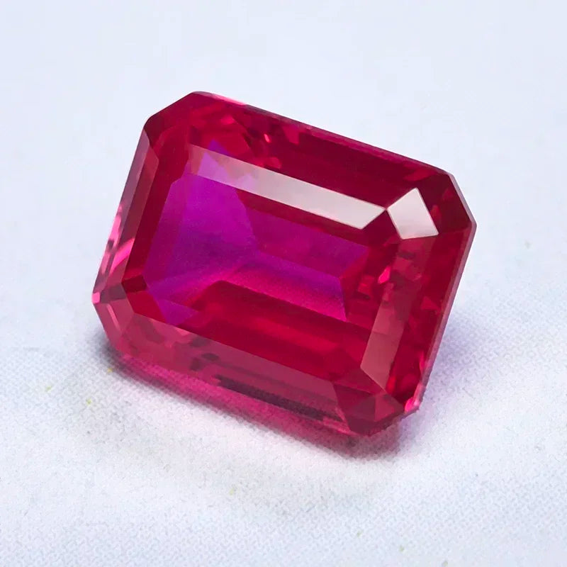Emerald Cut Lab Grown Ruby Rubellite Color VVS1 Gemstone Charms DIY Advanced Jewelry Making Materials Selectable AGL Certificate