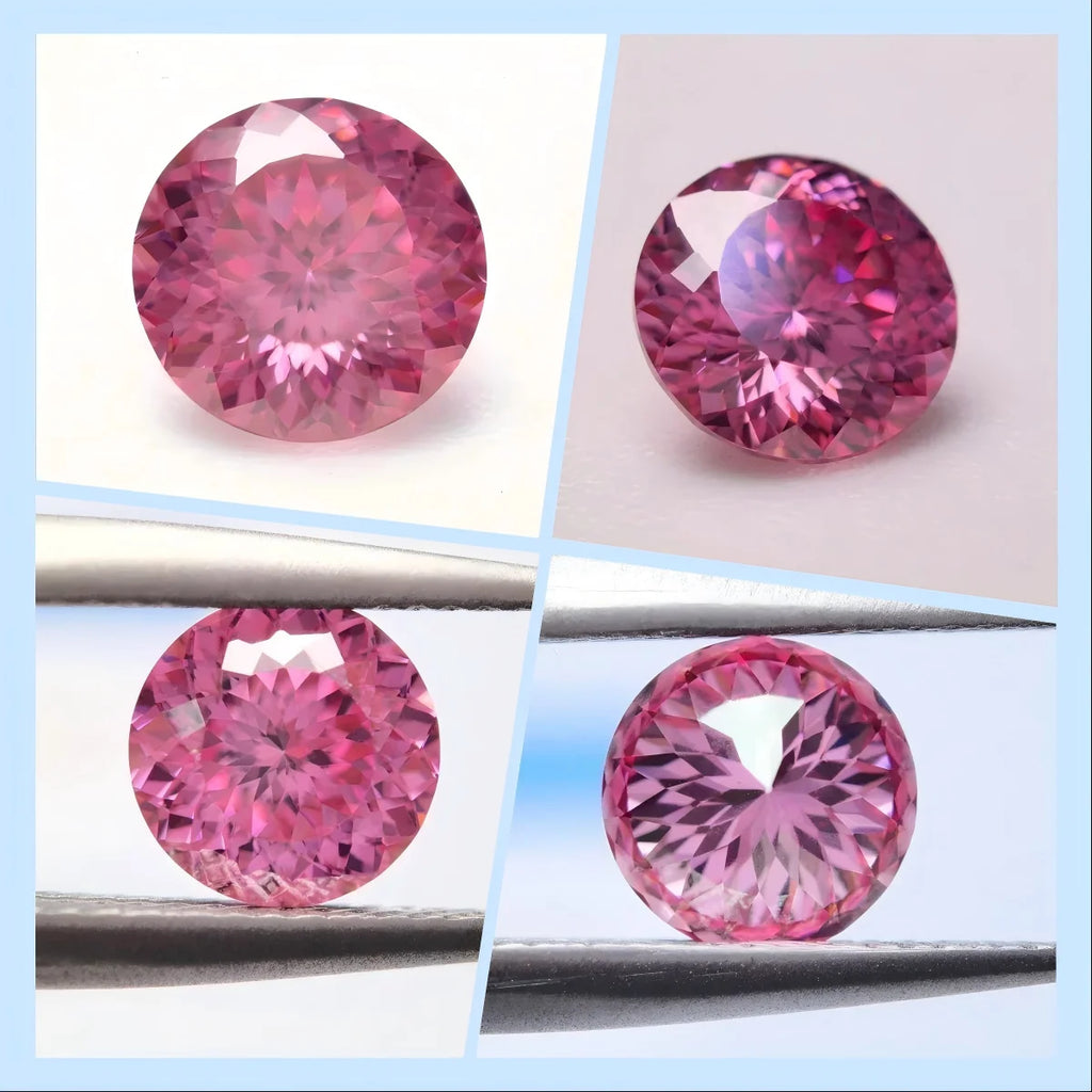 Round Shape Pink Color Wholesale Moissanite Stone 100 Faceted Cut Loose Gemstone For Jewelry Making With Certificate