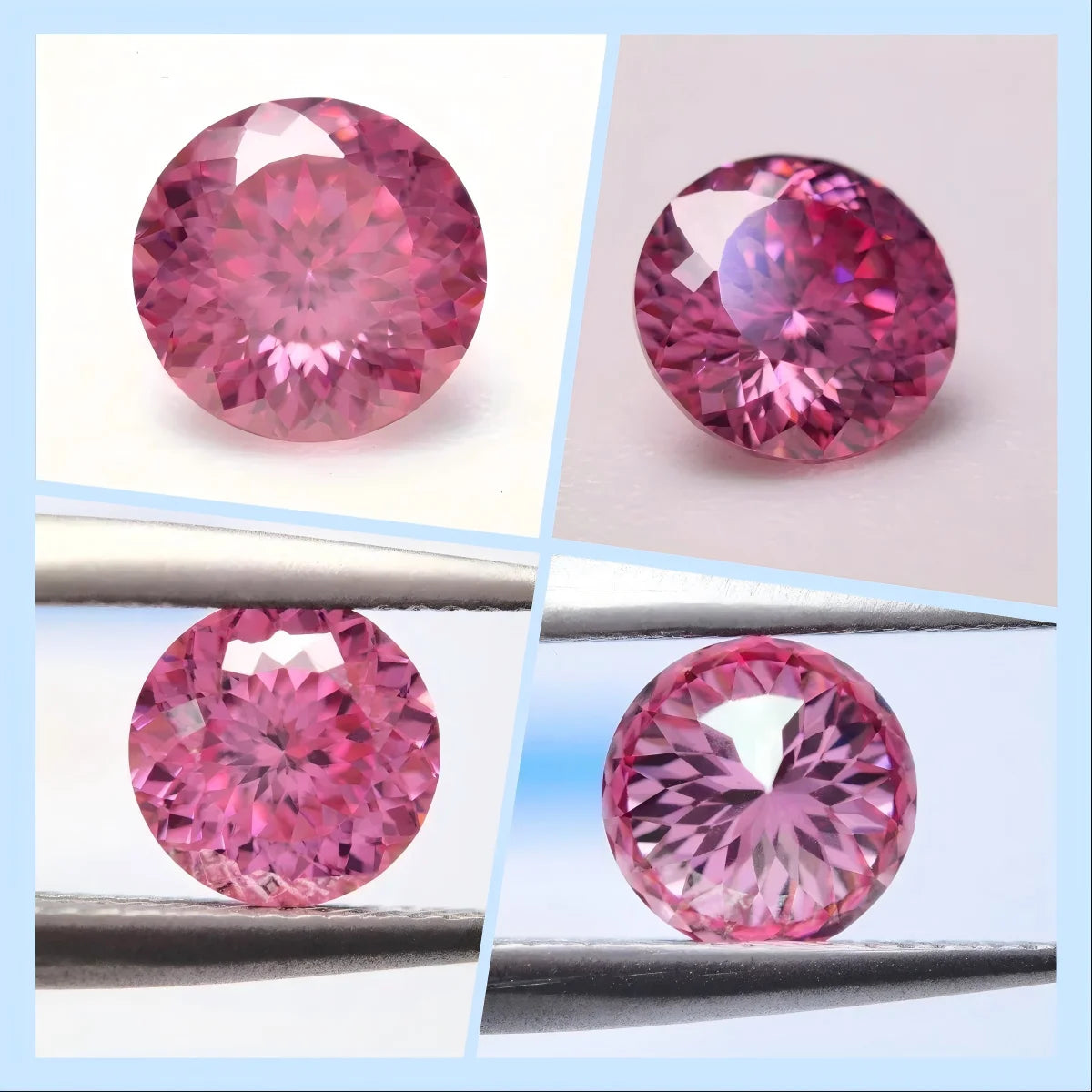 Round Shape Pink Color Wholesale Moissanite Stone 100 Faceted Cut Loose Gemstone For Jewelry Making With Certificate