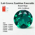 Lab Grown Zambian Emeralds Round Shape Hydrothermal Hand Cutting with Cracks Inclusions Inside Selectable AGL Certificate