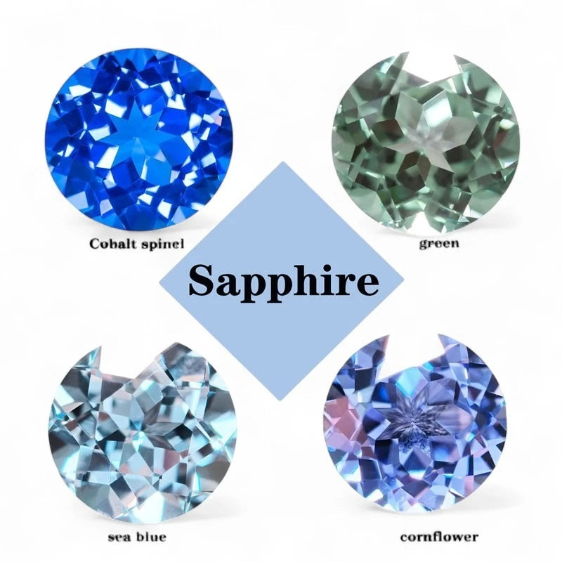 Round Shape Cobalt Spinel Green Sea Blue Cornflower Color Lab Grown Sapphire Charms Bead for Diy Jewelry Making Certificate
