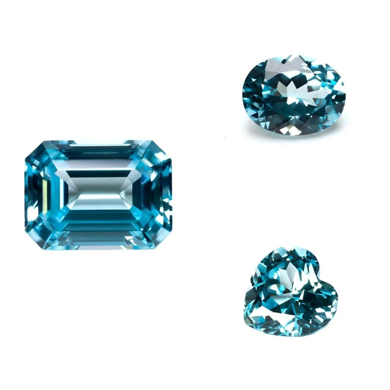 Sapphire Aquamarine Color Oval Shape Lab Grown Gemstone VVS1 for Charms Jewelry Making Certificate Multiple Shapes Selectable