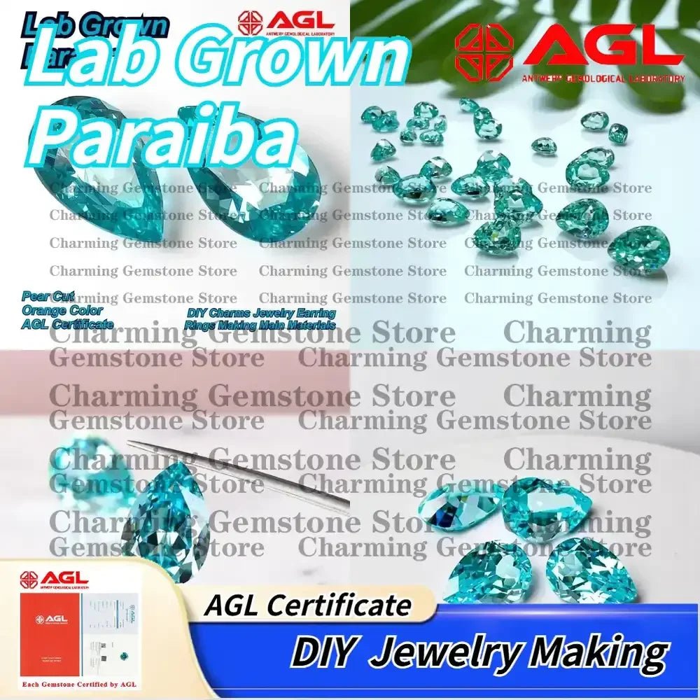 Lab Grown Paraiba Pear Cut Gemstone for Jewelry Making DIY Charms Earrings Rings Lab Created Paraiba Tourmaline for Pendant