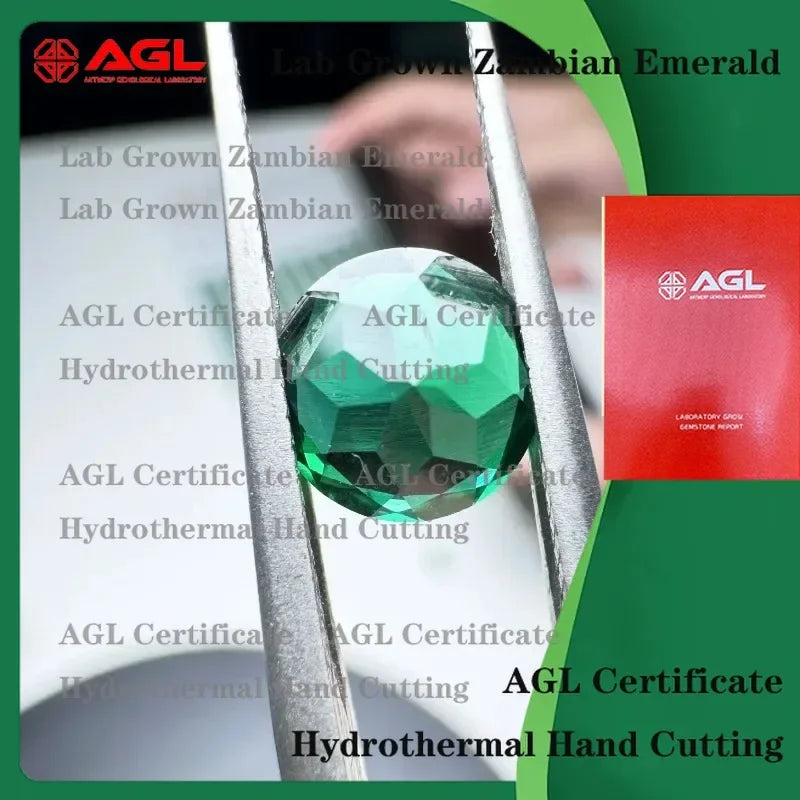 Lab Grown Zambian Emeralds Round Hydrothermal for B-Lab Grown Zambian Emeralds for AGL Certificate for Jewelry Making Natural