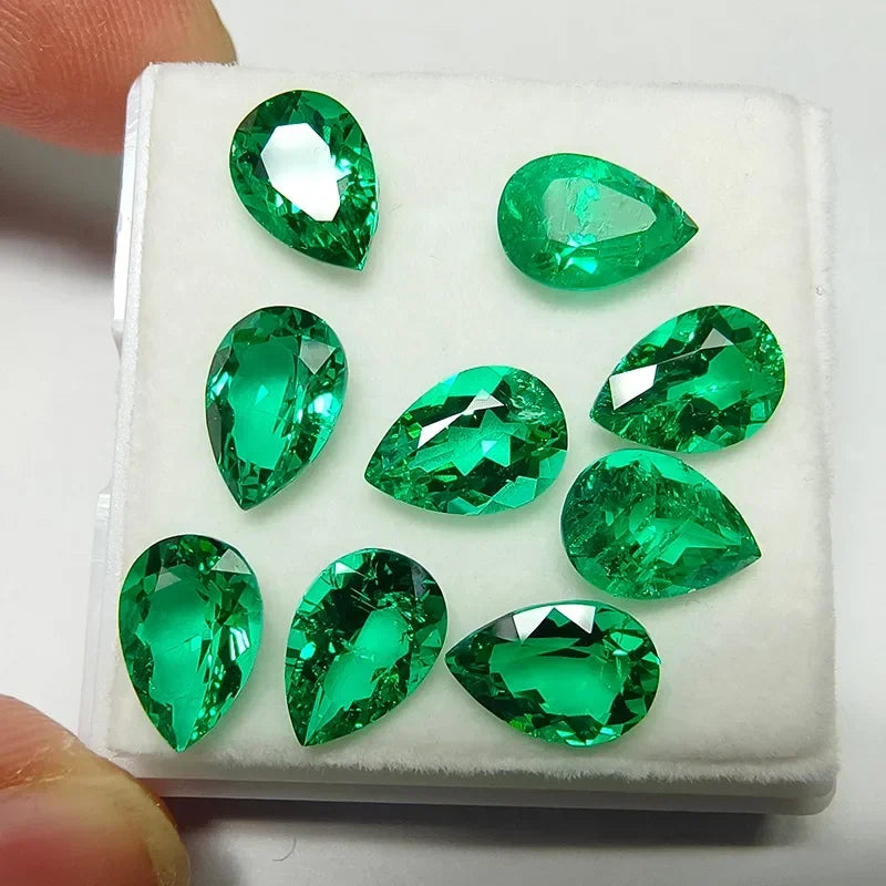 Lab Grown Colombia Emerald Pear Cut Hydrothermal Emeralds for Advanced Jewelry Making Materials Selectable AGL Certificate