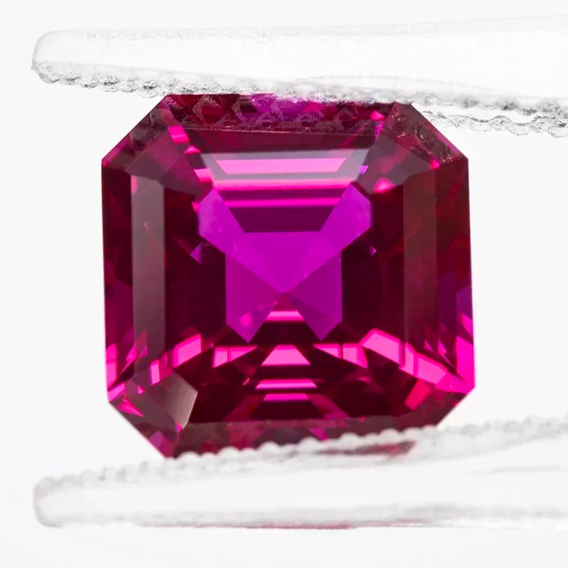 Square Asscher Cut Rubellite Lab Grown Ruby VVS1 Gemstone Charms DIY for Jewelry Making Materials Selectable AGL Certificate
