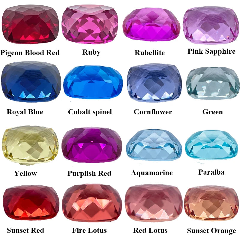 Lab Grown Sapphire Ruby Paraiba Padparadscha Cobalt Spinel Rectangle Cushion Cut Beads for Diy Jewelry Making with Certificate