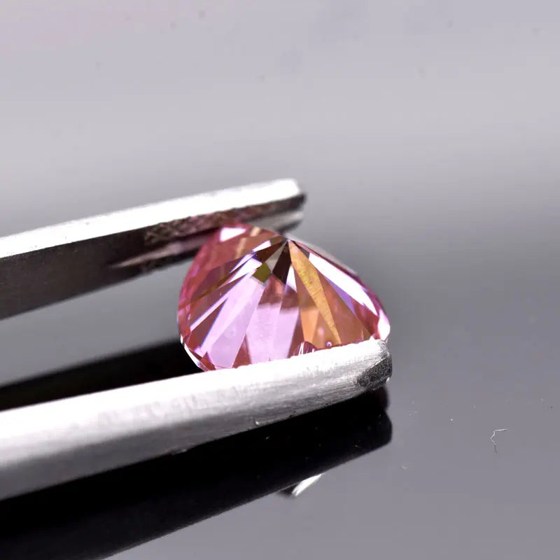 Moissanite VVS1 Artificial Stone Sakura Pink Color Heart Cut with Certificate Unnatural