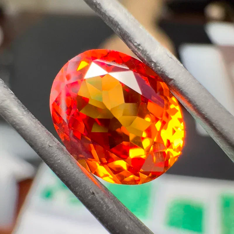 Lab Grown Sapphire Orange Color Oval Cut Top Quality Gemstones Charm Beads for Jewelry Making Selectable AGL Certificate