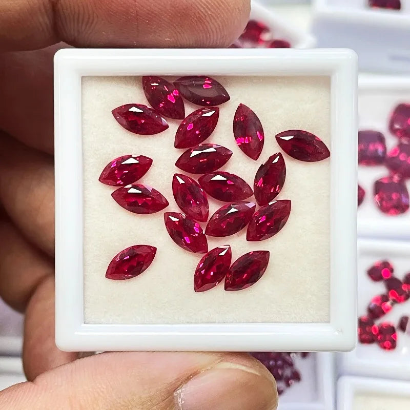 Lab Grown Ruby Plum Blossom Cut Pigeon Blood Red Color DIY Charms Jewelry Making Main Materials Selectable AGL Certificate