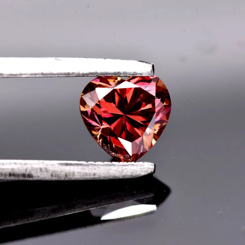 Moissanite VVS1 Artificial Stone Waternelon Red Color Heart Cut with Certificate DIY Jewelry