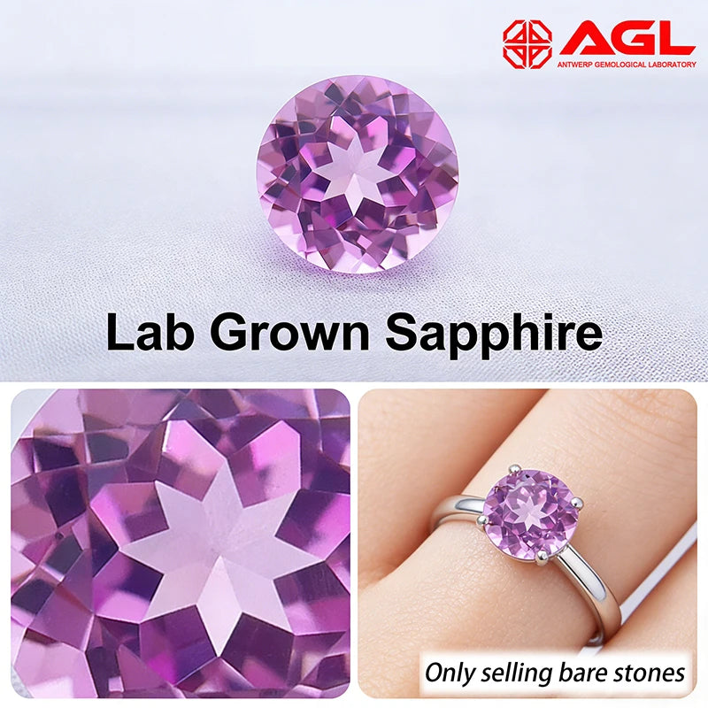 Lab Grown Pink Sapphire Gemstone Round Cut for Jewelry Making Setting Crafting DIY Engagement Rings Wedding Bands Lab Created