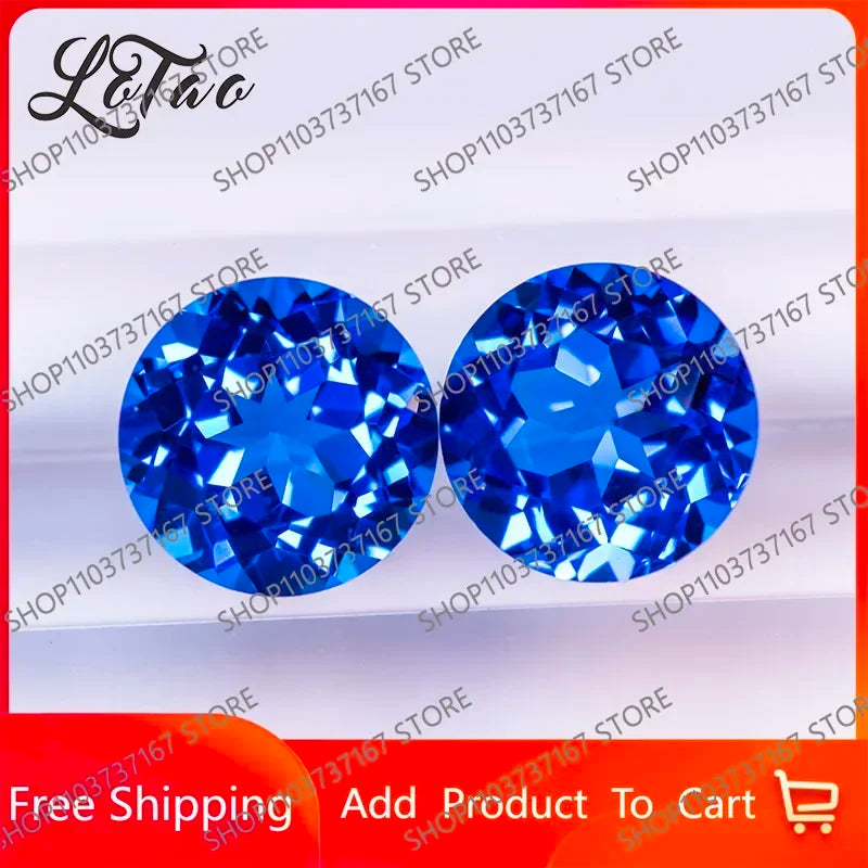 TOPTOP High Quality Lab Grown Cobalt Spinel Blue Color Round Shape Gemstone For Charms Jewelry Making Materials Selectable Certi