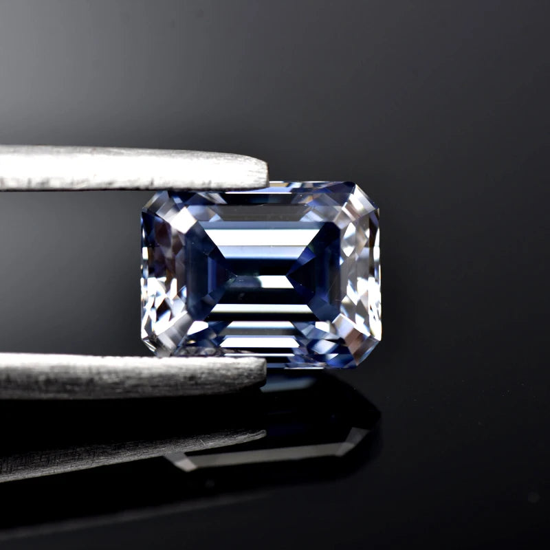 Emerald Cut Moissanite Stone VVS1 Lavender Color Certificate DIY Jewelry Artificial Gemstone