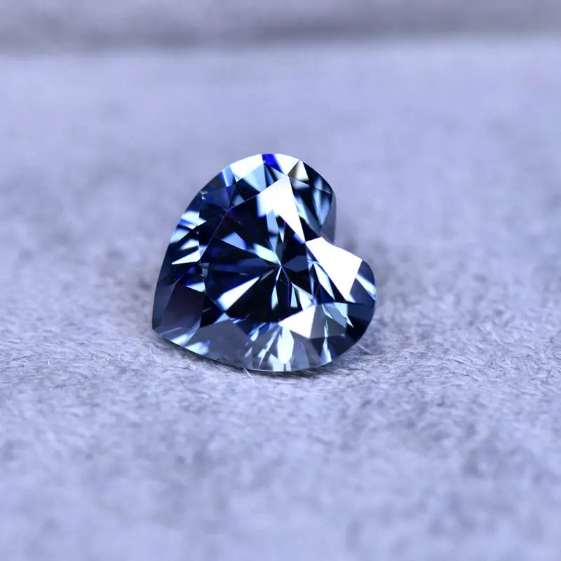 Moissanite VVS1 Artificial Stone Royal Blue Color Heart Cut with Certificate Wholesale