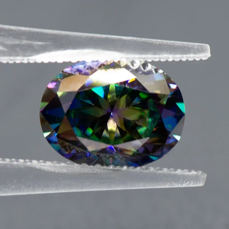 NEW Rainbow Green Moissanite Stone Oval Cut VVS Lab Created Gemstone Pass Diamond Tester With GRA Certificate For Jewely Making