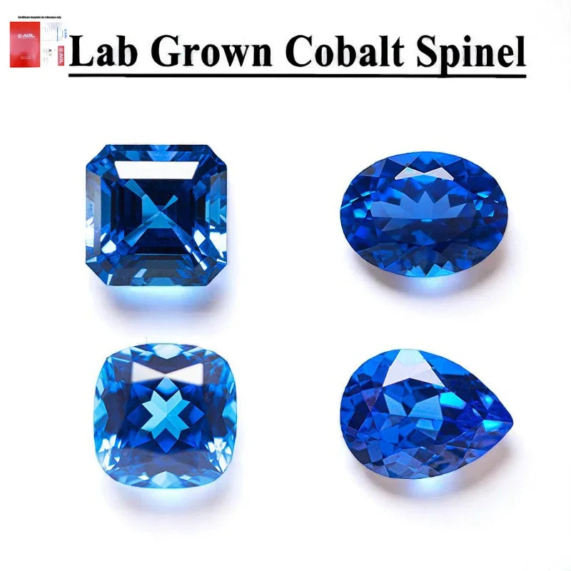 TOPTop Lab Grown Cobalt Spinel Multiple shapes Combination chain Selectable AGL Certificate Charms for Jewelry Making